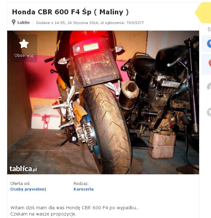 Motocykl maliny jest na sprzedaż